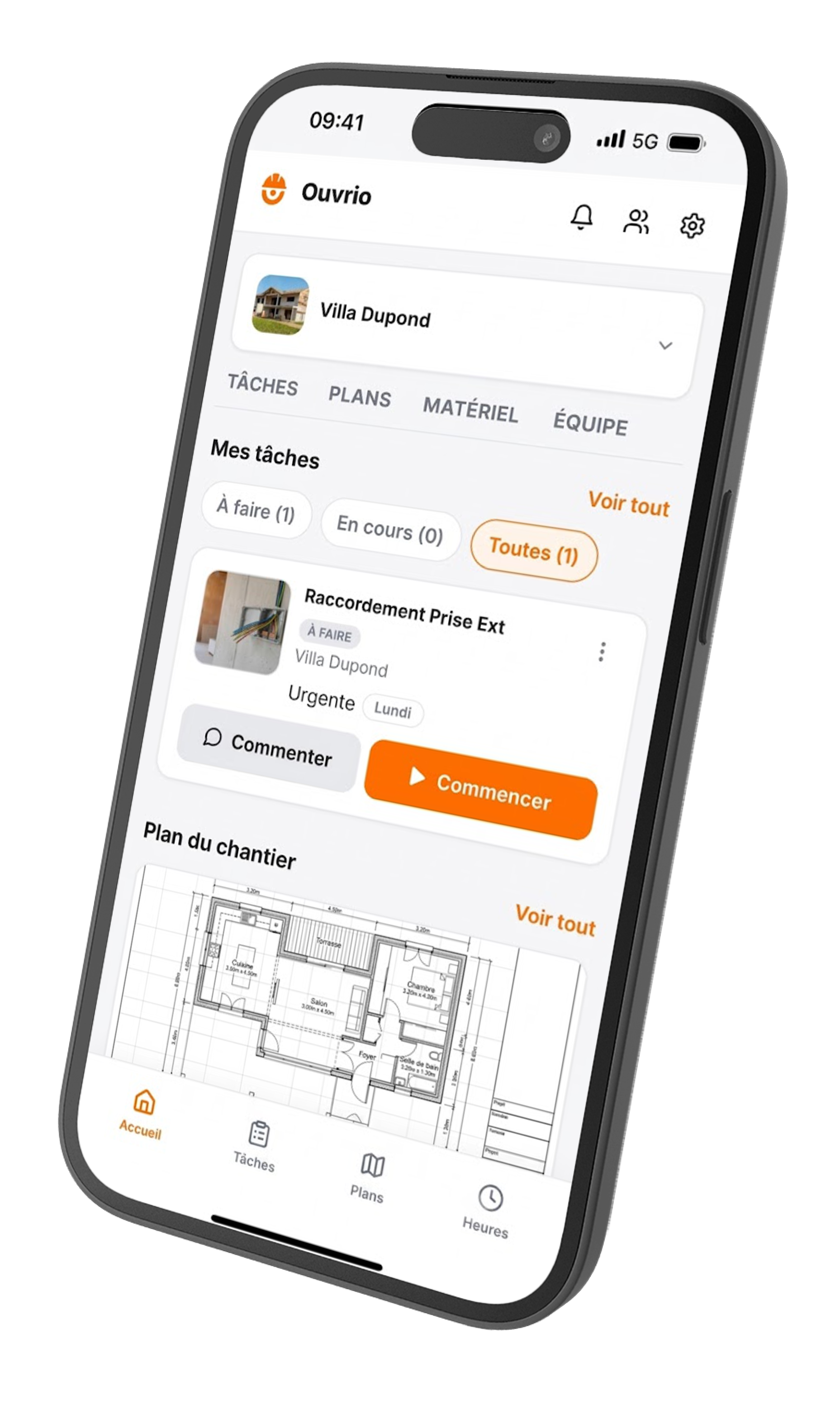 Application Ouvrio sur smartphone